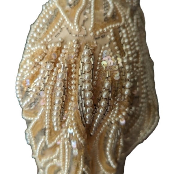 Vtg Designer He-Ro Beaded  Sequined champagne Silk Old Money 2-Piece Set sz 2 - Picture 4 of 16